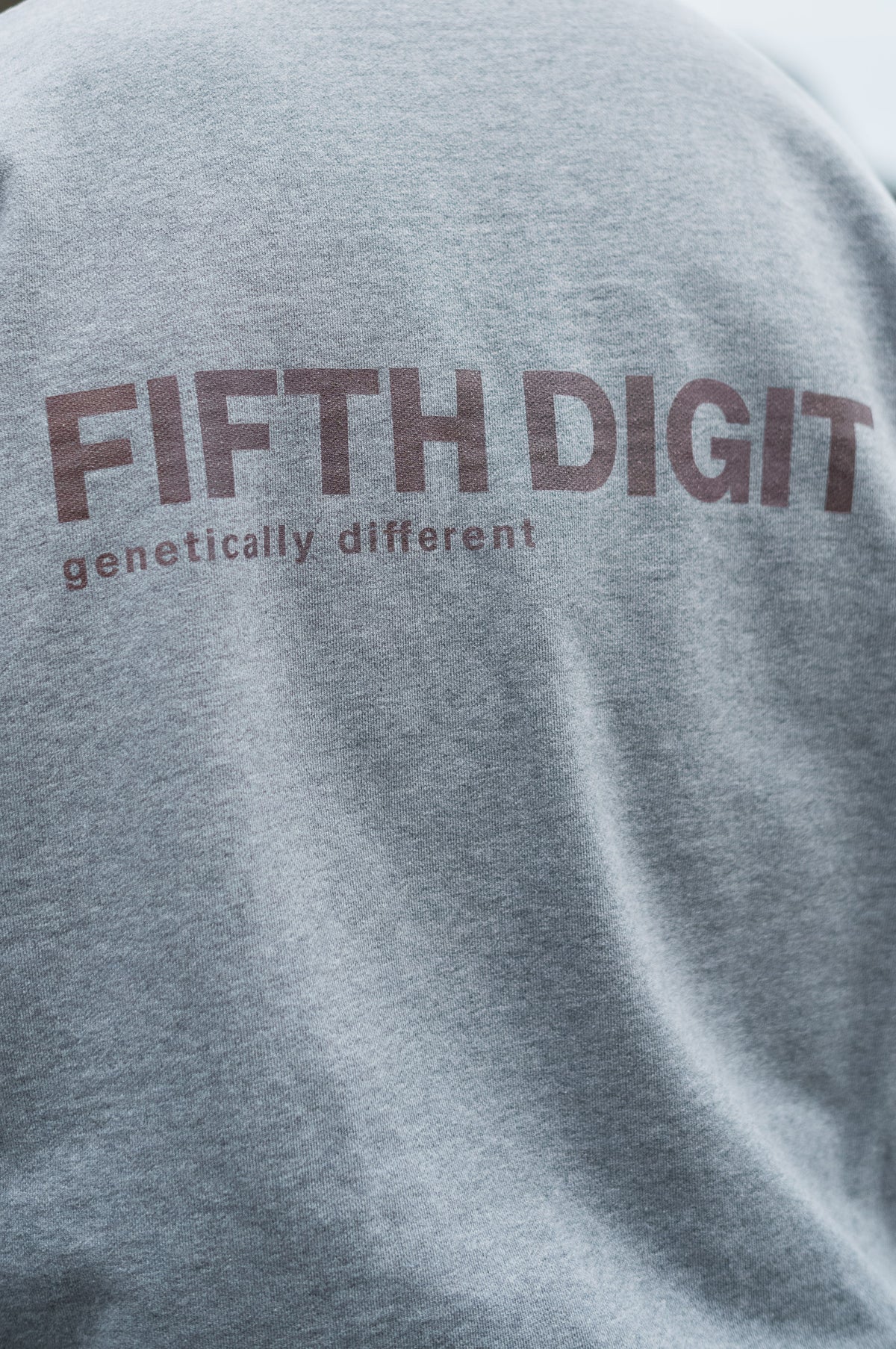 Fifth Digit Arch 460gsm crewneck in grey marl, back print detail