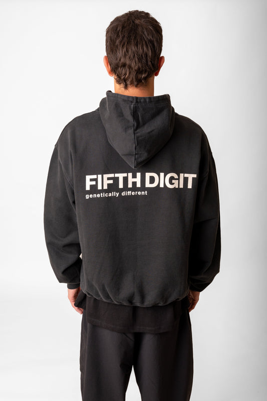 Fifth Digit Identity Hoodie in vintage black back view

