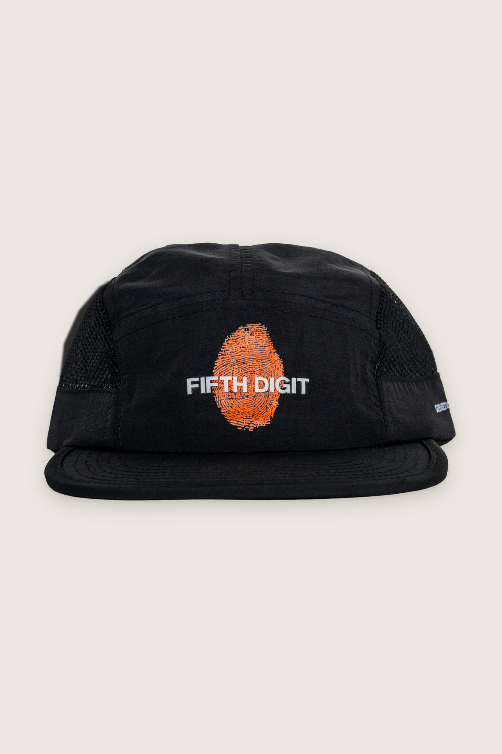 Fifth Digit Runner structured cap in black, front flat lay