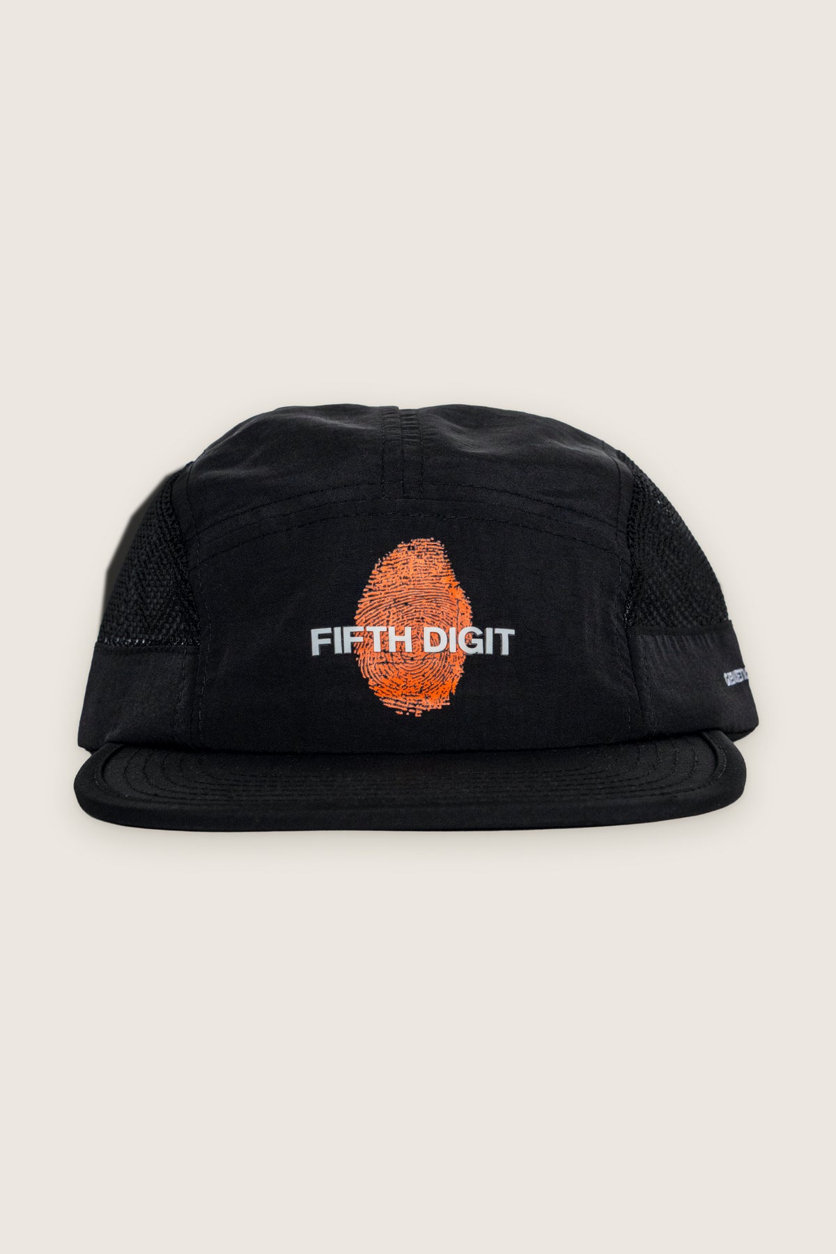 Fifth Digit Runner structured cap in black, front flat lay